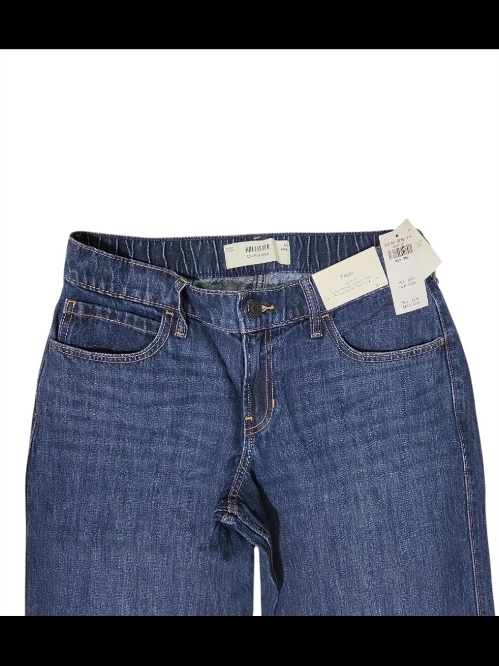 Hollister Wide Leg Flare Jeans - Medium Blue Denim Size M Long - Picture 5 of 12